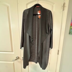 Isle by Melis Kozan Black Long Open Front Cardigan XL NWT